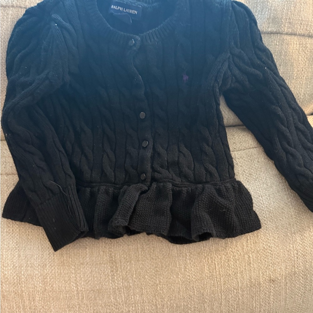 Ralph Lauren Black Cable Knit Cardigan